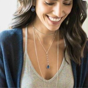 Touchstone Crystal by Swarovski WRAPPED UP three layers necklace denim crystal
